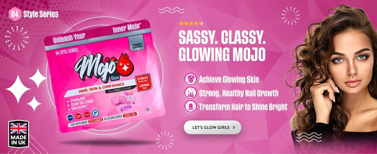 Mojo Glow saç, cilt ve özgüven — şık, zarif, parlayan Mojo: parlak cildi başarıl, güçlü sağlıklı tırnak büyümesi, saçı parlak et. Parlayalım kızlar.